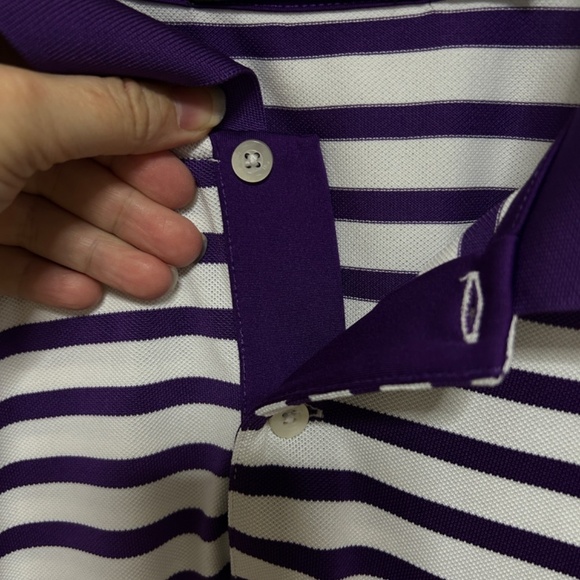 RLX Ralph Lauren Golf Shirt Size Large Purple & White Stripped READ - Picture 8 of 13